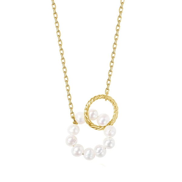 Hold on halskæde i 18 karat forgyldt sølv med perle fra MerlePerle 41+3 cm